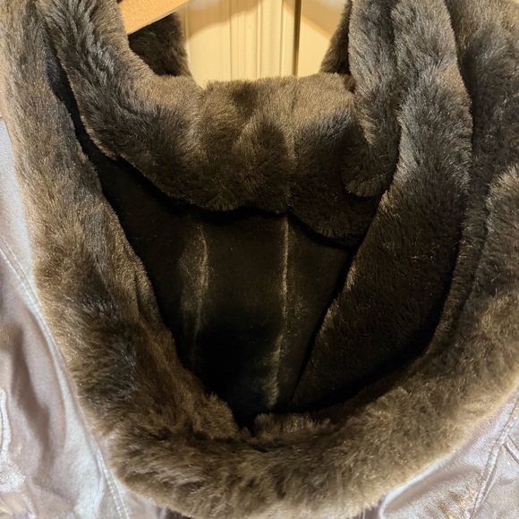 Pelle Thick Leather Jacket Faux Fur Belted with Hood Full Zip Women’s XL Brown - Picture 8 of 16